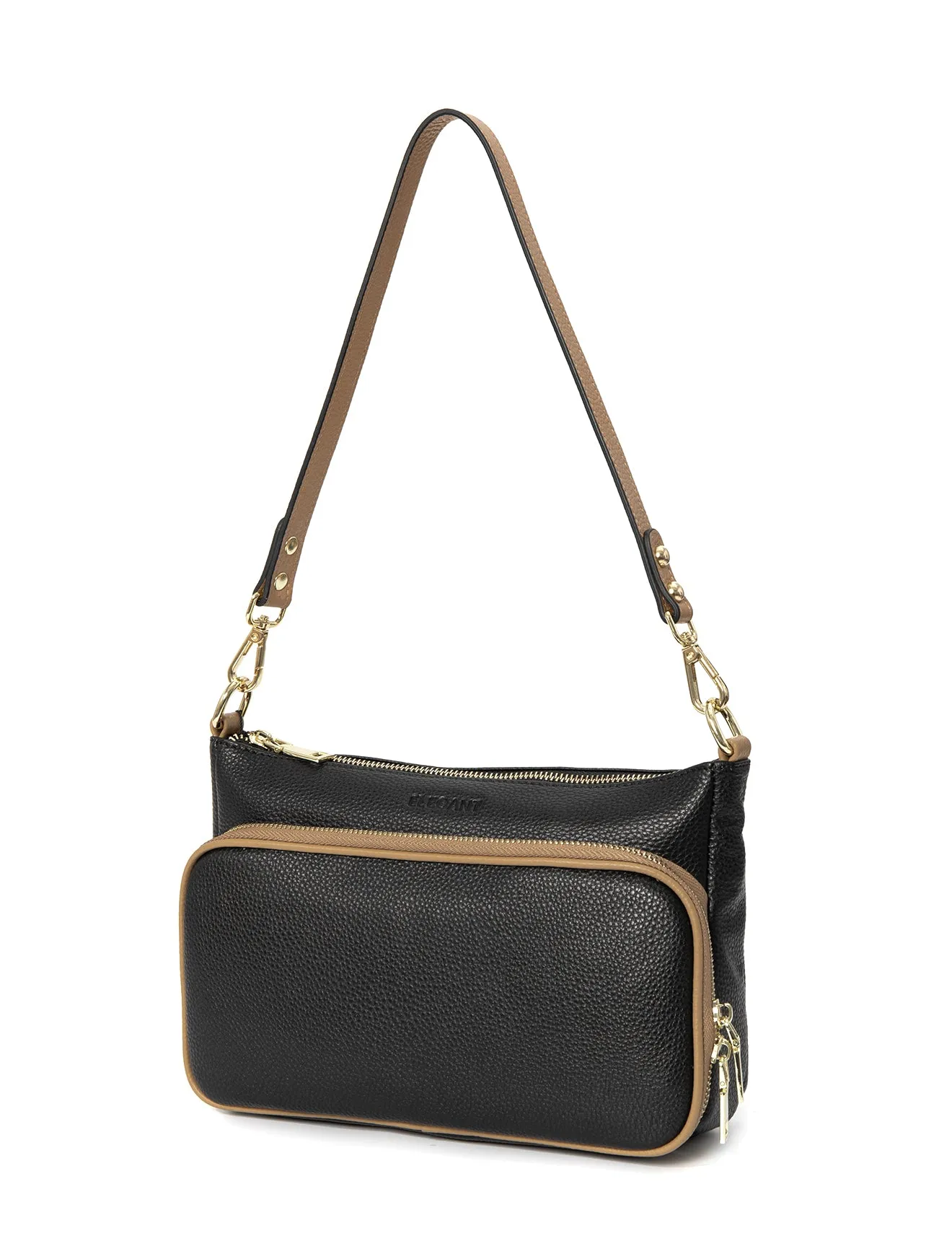 FELICITY LEATHER XBODY BAG- E1-0814A-BLK/CAM