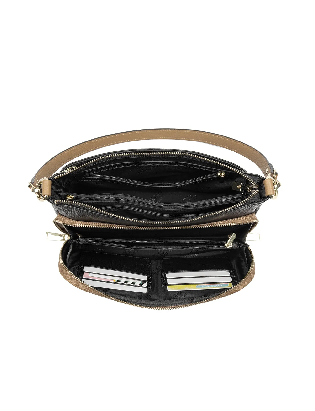 FELICITY LEATHER XBODY BAG- E1-0814A-BLK/CAM