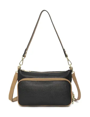 FELICITY LEATHER XBODY BAG- E1-0814A-BLK/CAM