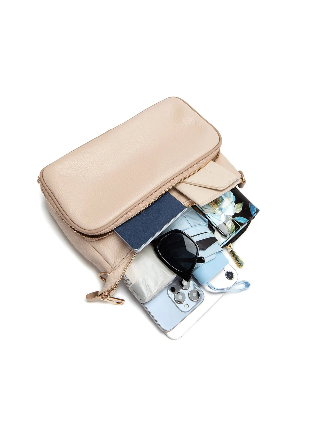 FELICITY LEATHER XBODY BAG- E1-0814A-IVORY/PUTTY
