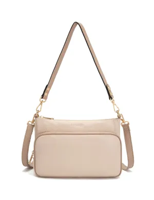FELICITY LEATHER XBODY BAG- E1-0814A-IVORY/PUTTY
