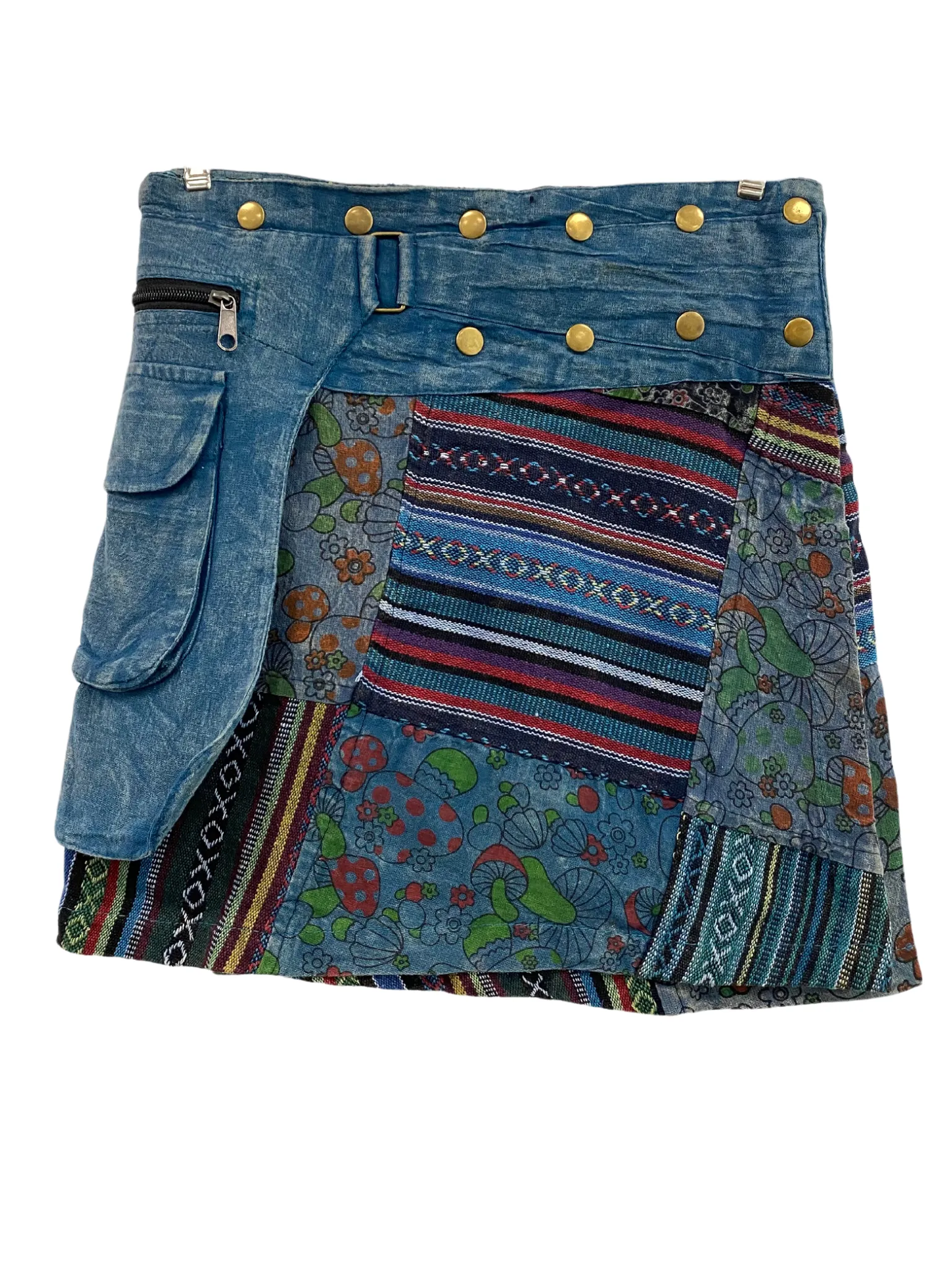 Festival Skirt Patchwork Mushroom Print