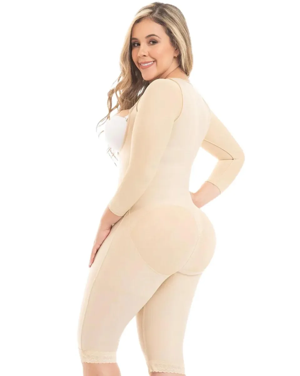 Final Sale Clearance Fajas M & D Faja Colombiana Post Surgery & Daily Use Knee Length Shapewear with Sleeves