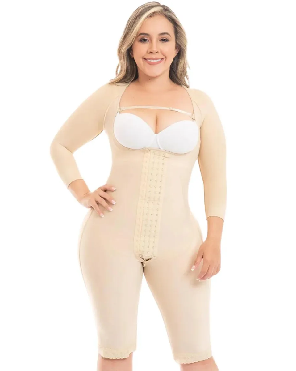 Final Sale Clearance Fajas M & D Faja Colombiana Post Surgery & Daily Use Knee Length Shapewear with Sleeves