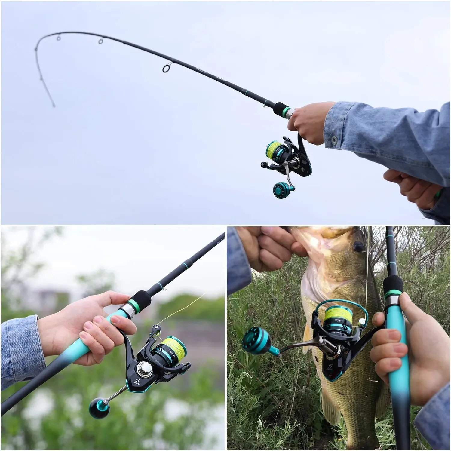Fishing Rod reel Combo 1.8/2.1m Carbon Spin Rod and 2000~4000 Series Spin Reel Max Drag 10Kg