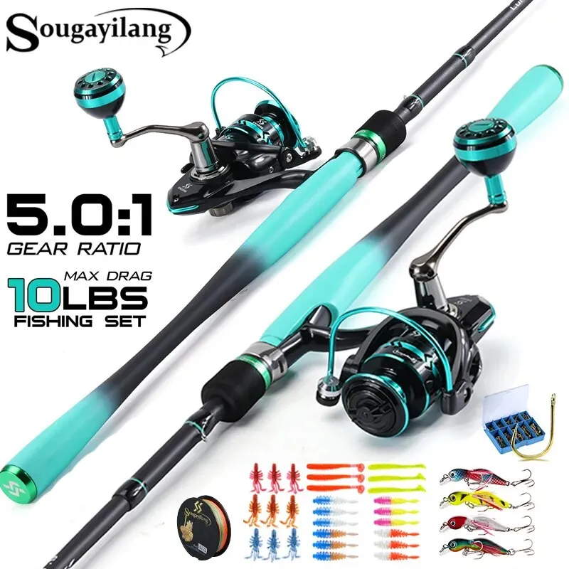 Fishing Rod reel Combo 1.8/2.1m Carbon Spin Rod and 2000~4000 Series Spin Reel Max Drag 10Kg
