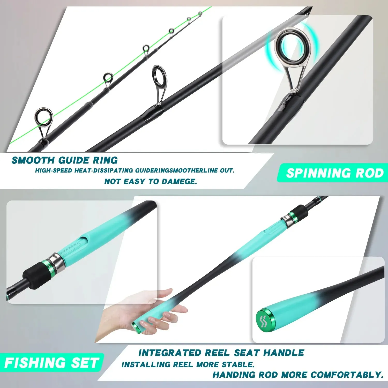 Fishing Rod reel Combo 1.8/2.1m Carbon Spin Rod and 2000~4000 Series Spin Reel Max Drag 10Kg