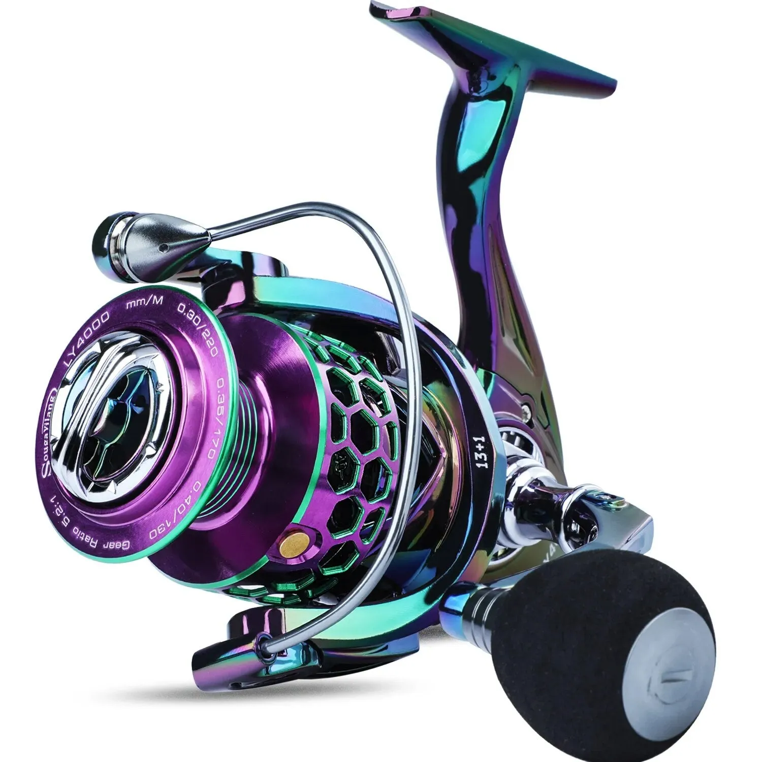 Fishing Rod Reel traveller Combo 1.8-2.4m 5 Sections Spinning Reel and 5.2:1 Gear Ratio 1000-3000 Series