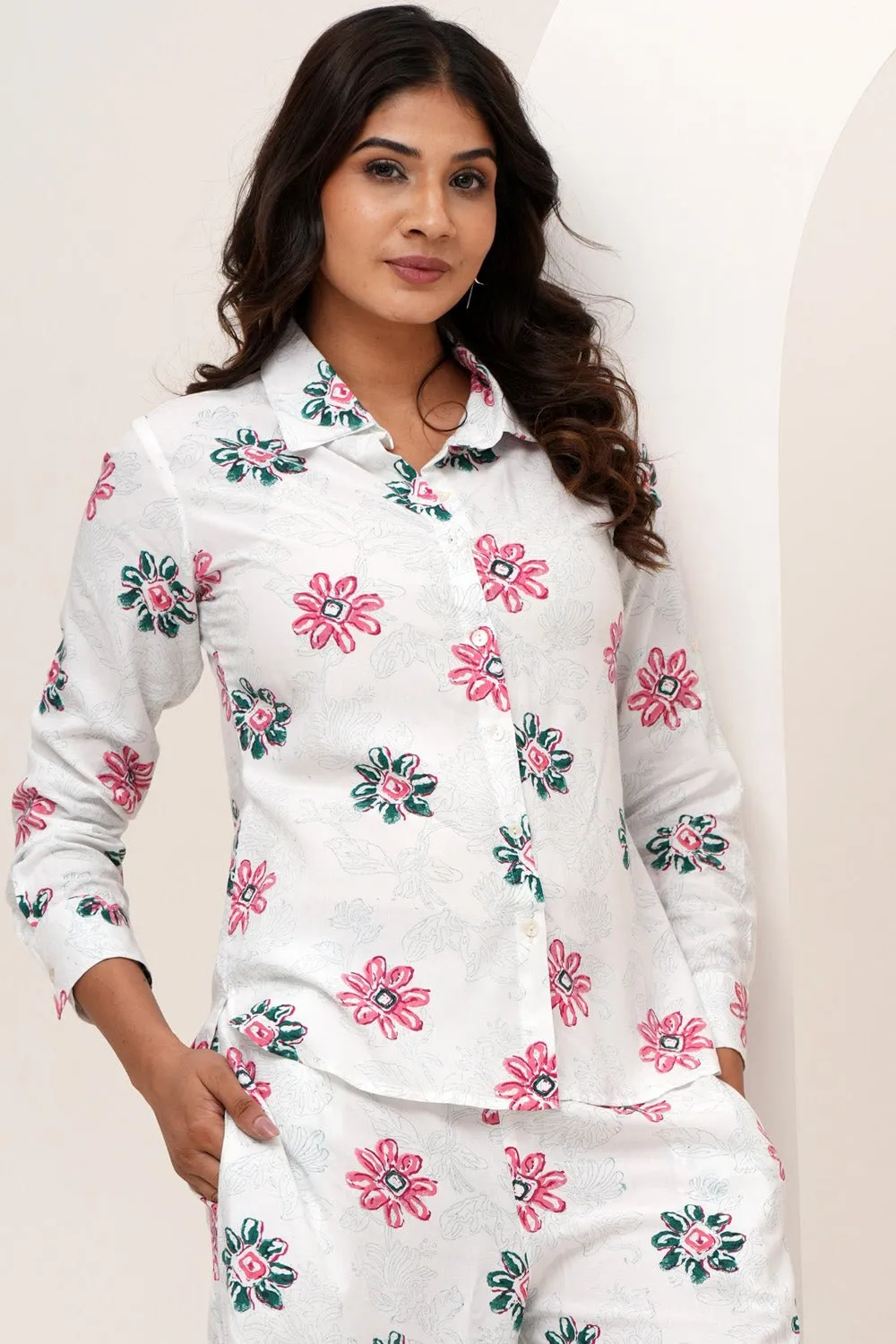 Floral Bloom Duo Hand Block Printed Modal Silk Co-Ord Set