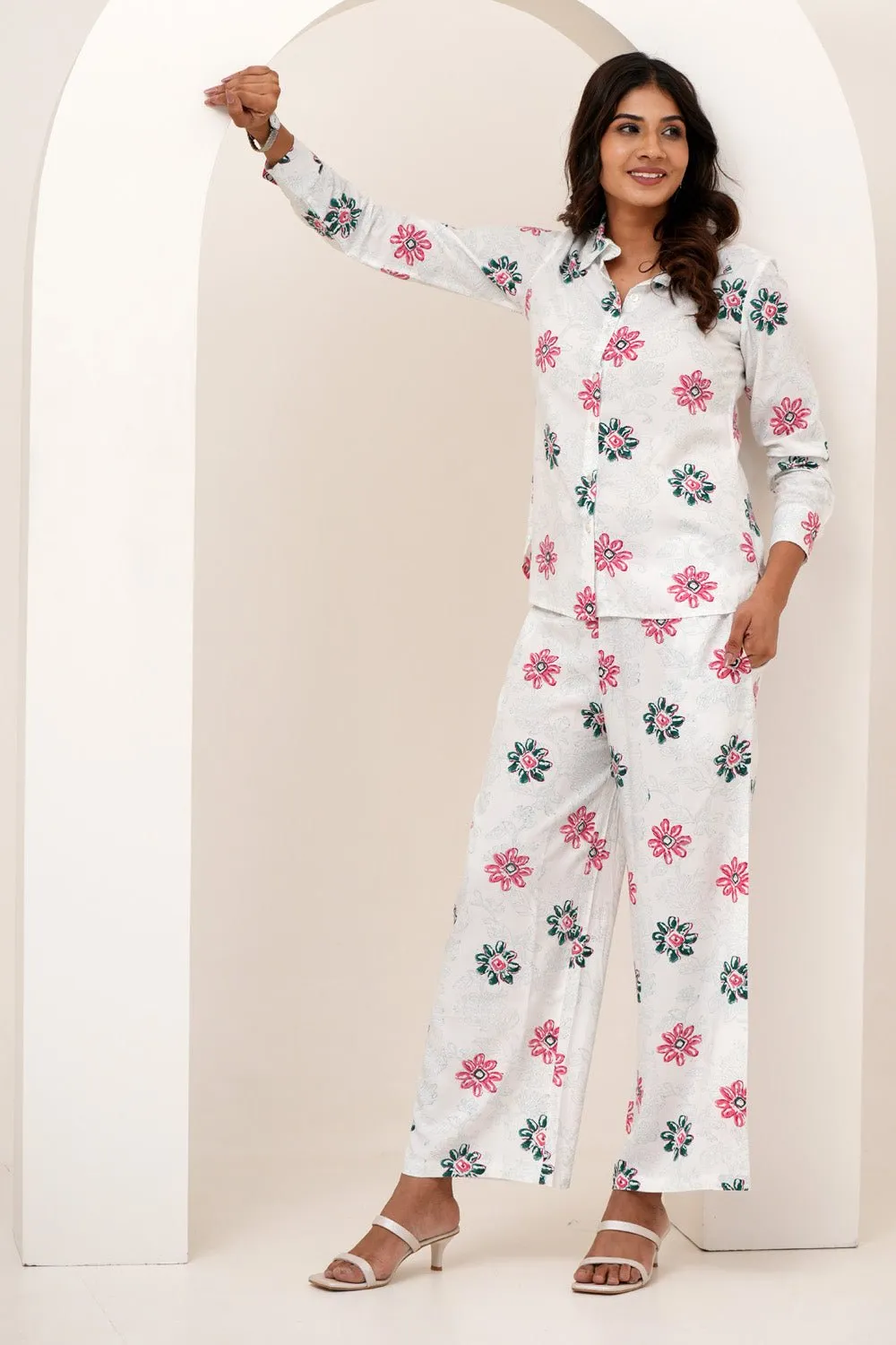 Floral Bloom Duo Hand Block Printed Modal Silk Co-Ord Set