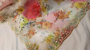 Floral printed Georgette with Sequins Lace Border
