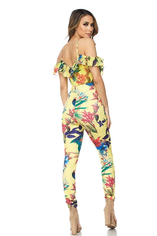 Florina Floral Ruffle Straps Jumpsuit