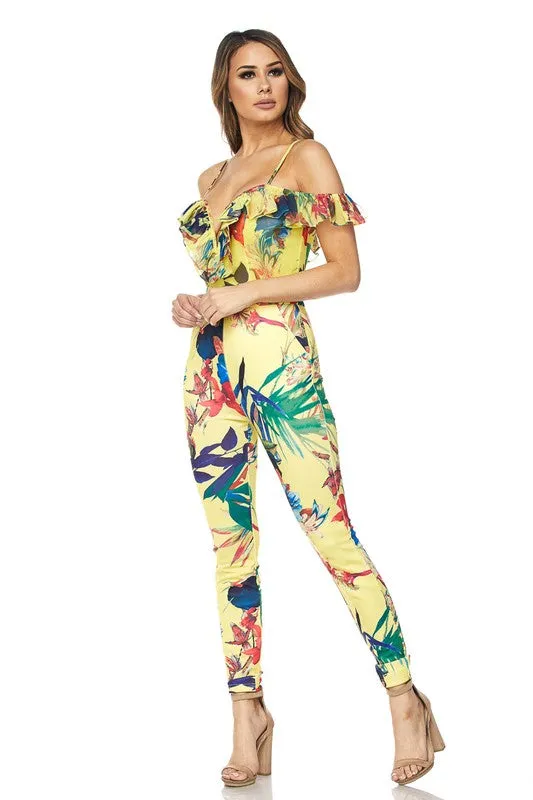 Florina Floral Ruffle Straps Jumpsuit