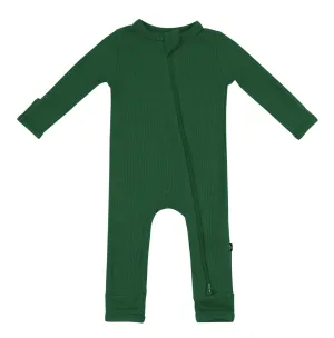 Forest Ribbed Zippered Romper