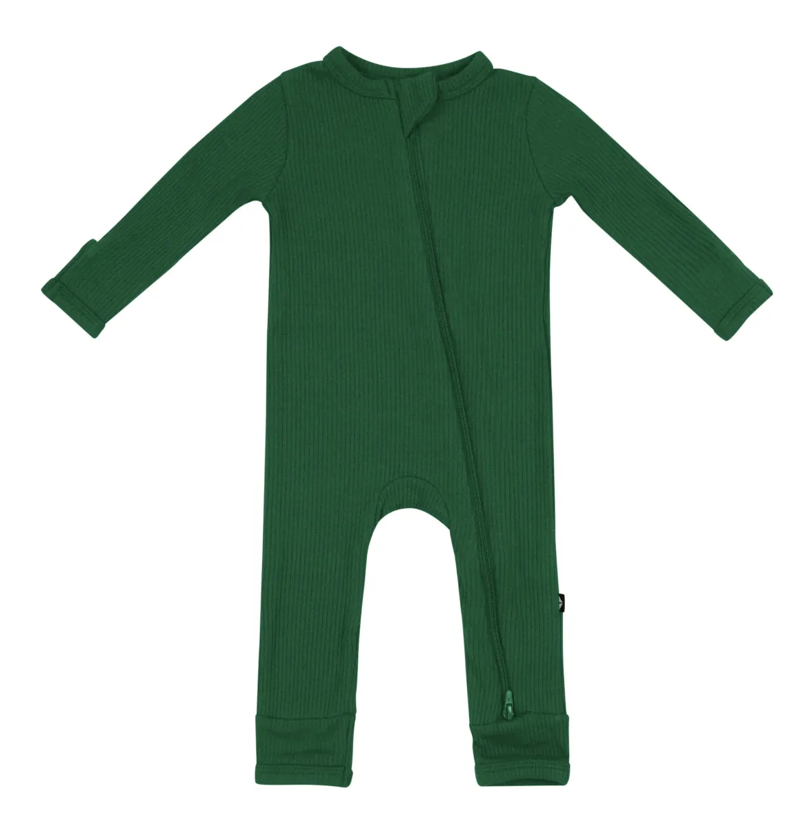 Forest Ribbed Zippered Romper