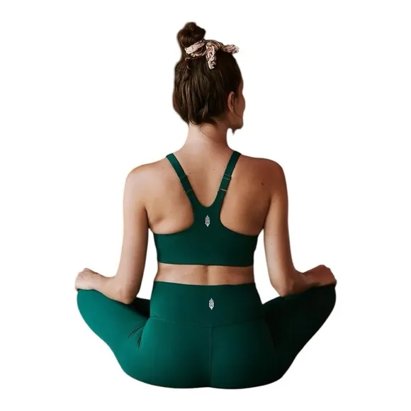 FP Movement X Hatch Square neck Never Better Sports Bra in Garden Green NEW