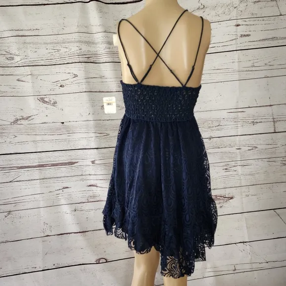 Free People Sleeveless Adella Burnout Slip Dress Blue Small NWT