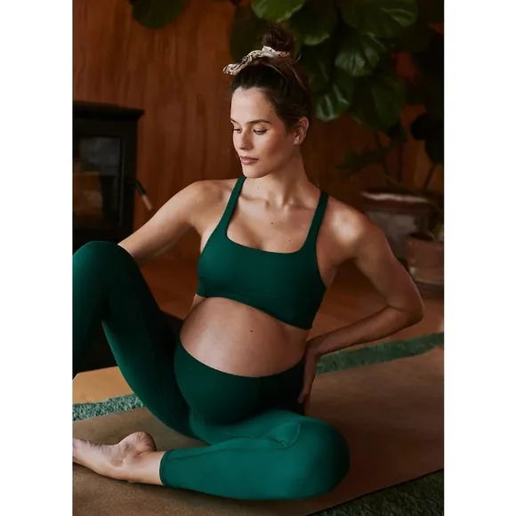 Free People X Hatch Maternity Square Neck Sports Bra Garden Green Sz S NWT