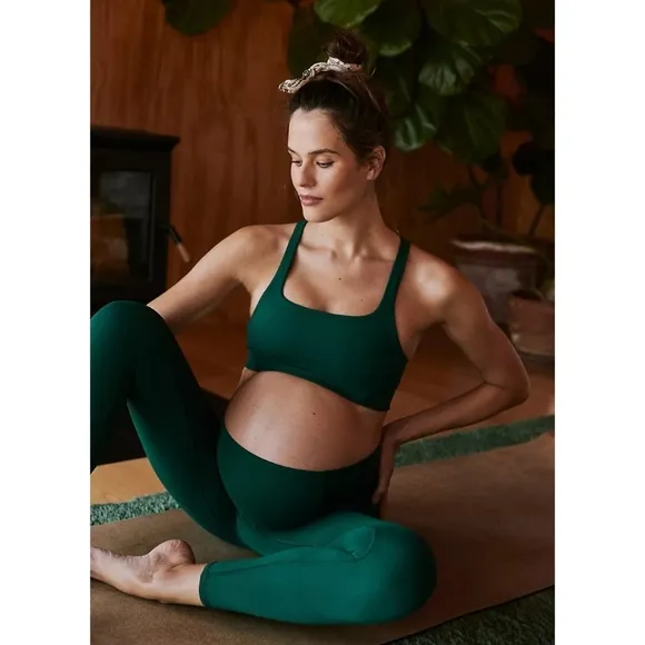 Free People X Hatch Maternity Square Neck Sports Bra Garden Green Sz S NWT