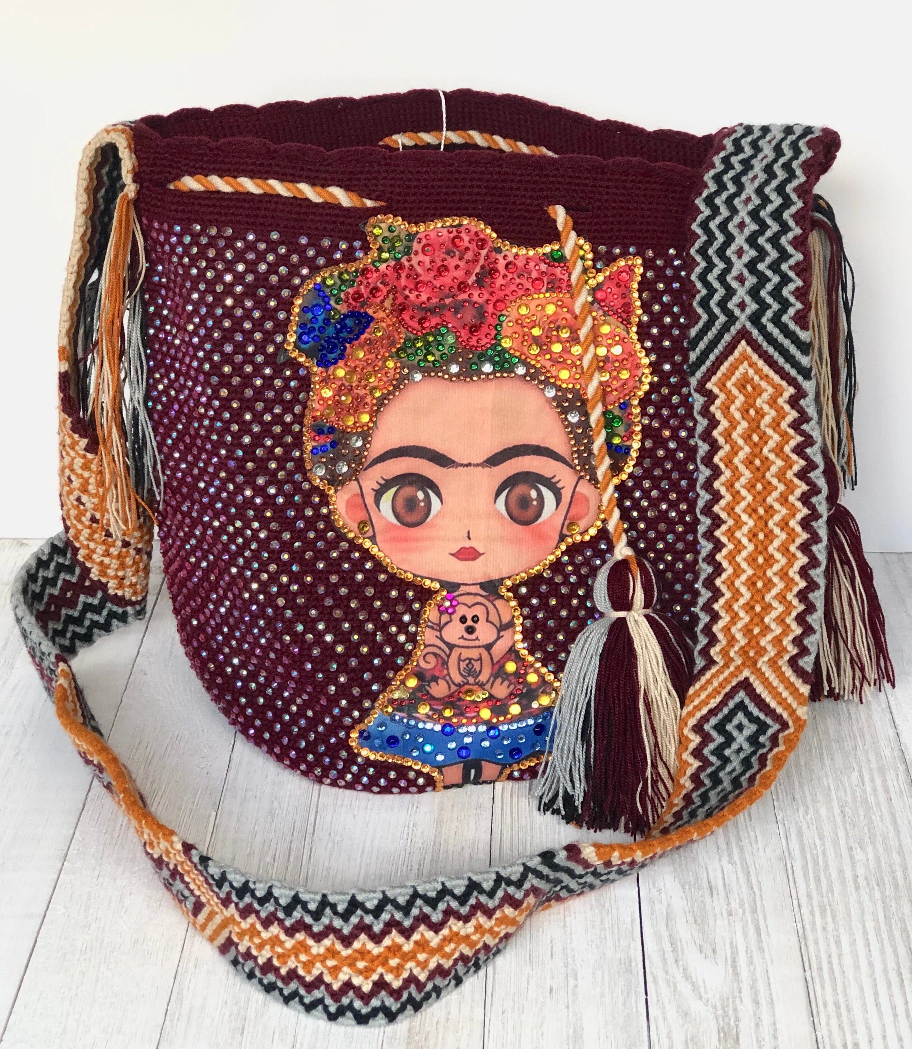 Frida Tribute - Rhinestone Embellished Crochet Bags
