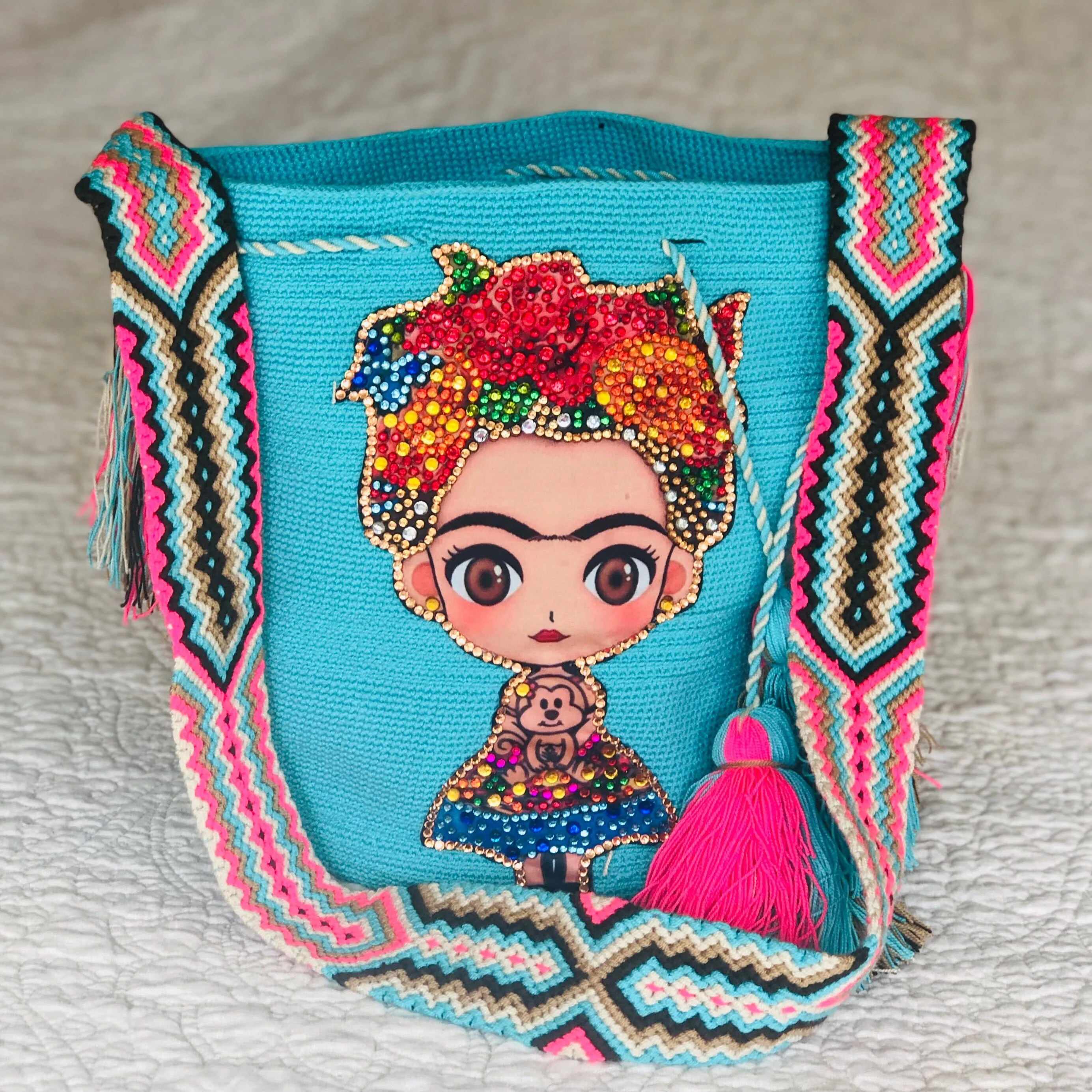 Frida Tribute - Rhinestone Embellished Crochet Bags