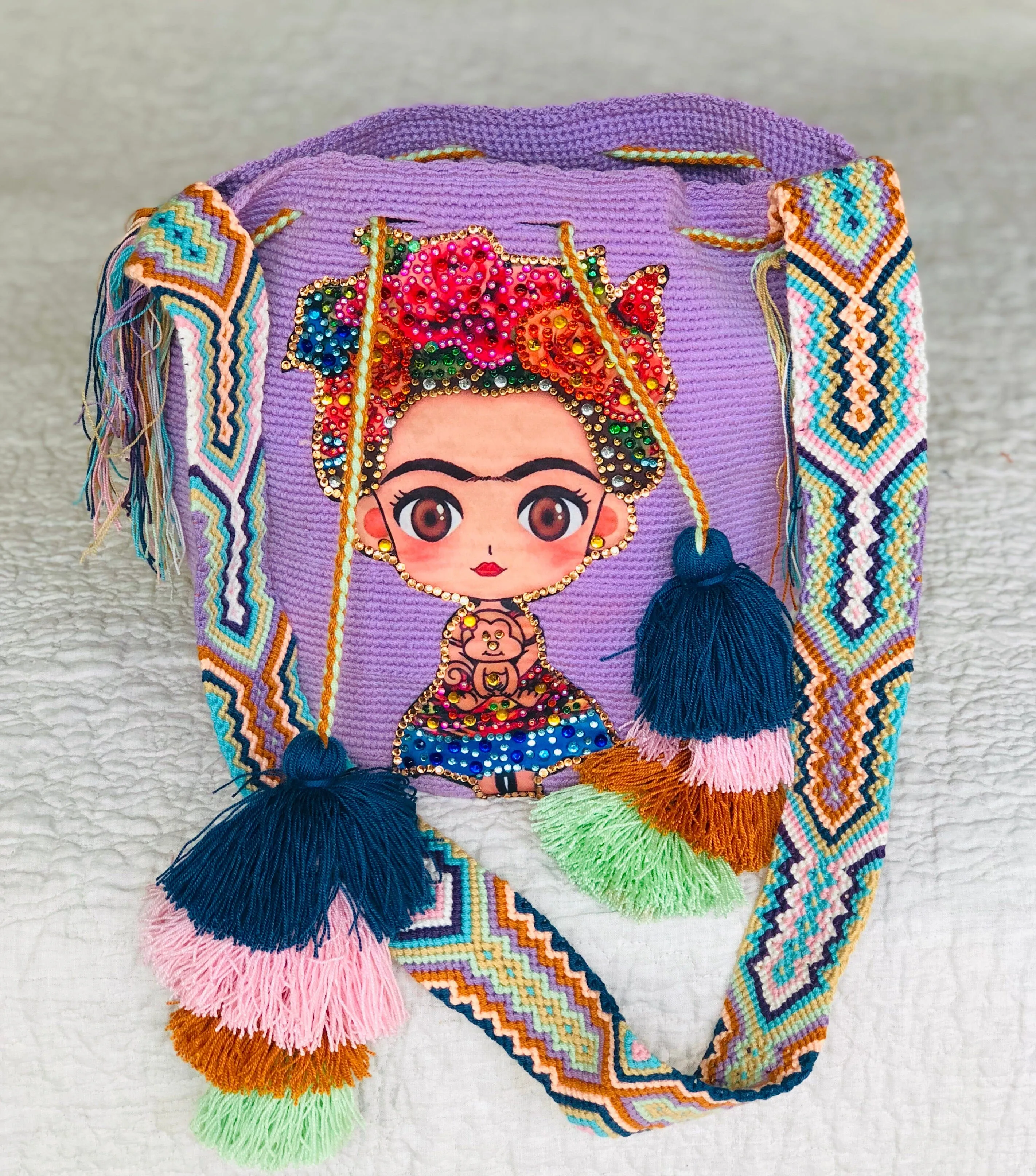 Frida Tribute - Rhinestone Embellished Crochet Bags