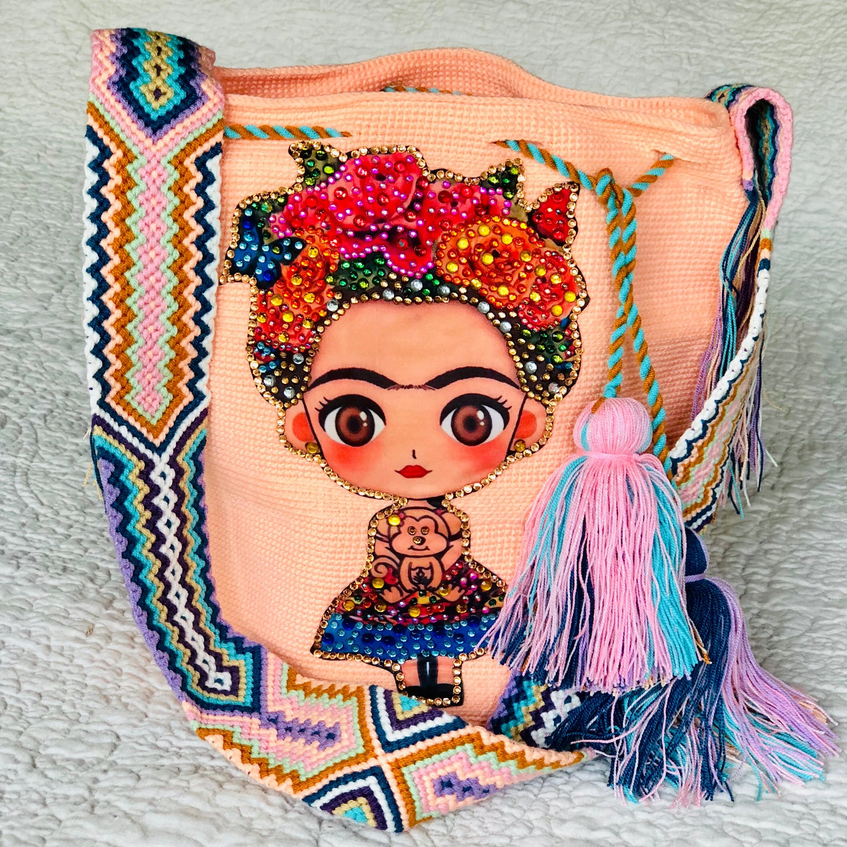 Frida Tribute - Rhinestone Embellished Crochet Bags