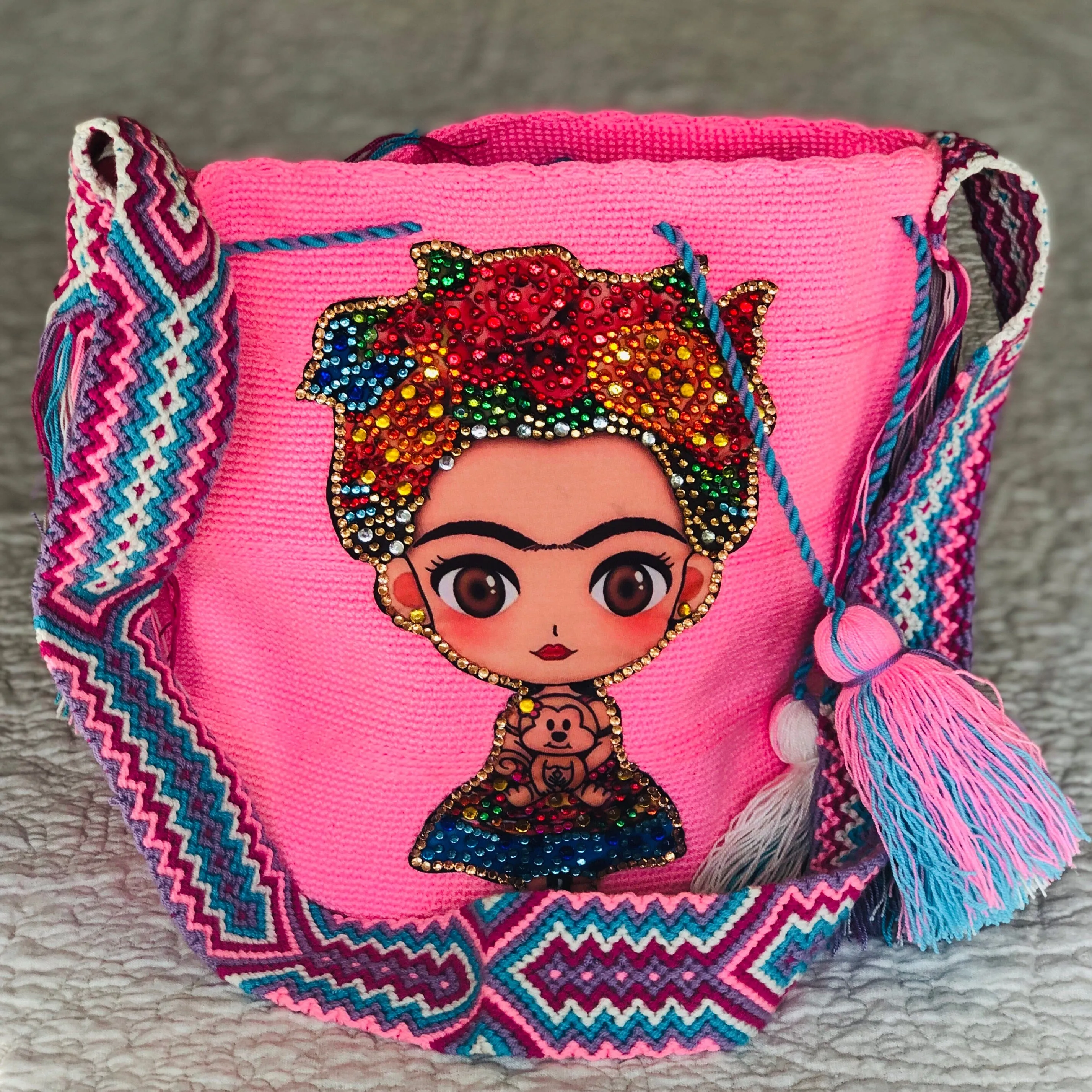 Frida Tribute - Rhinestone Embellished Crochet Bags