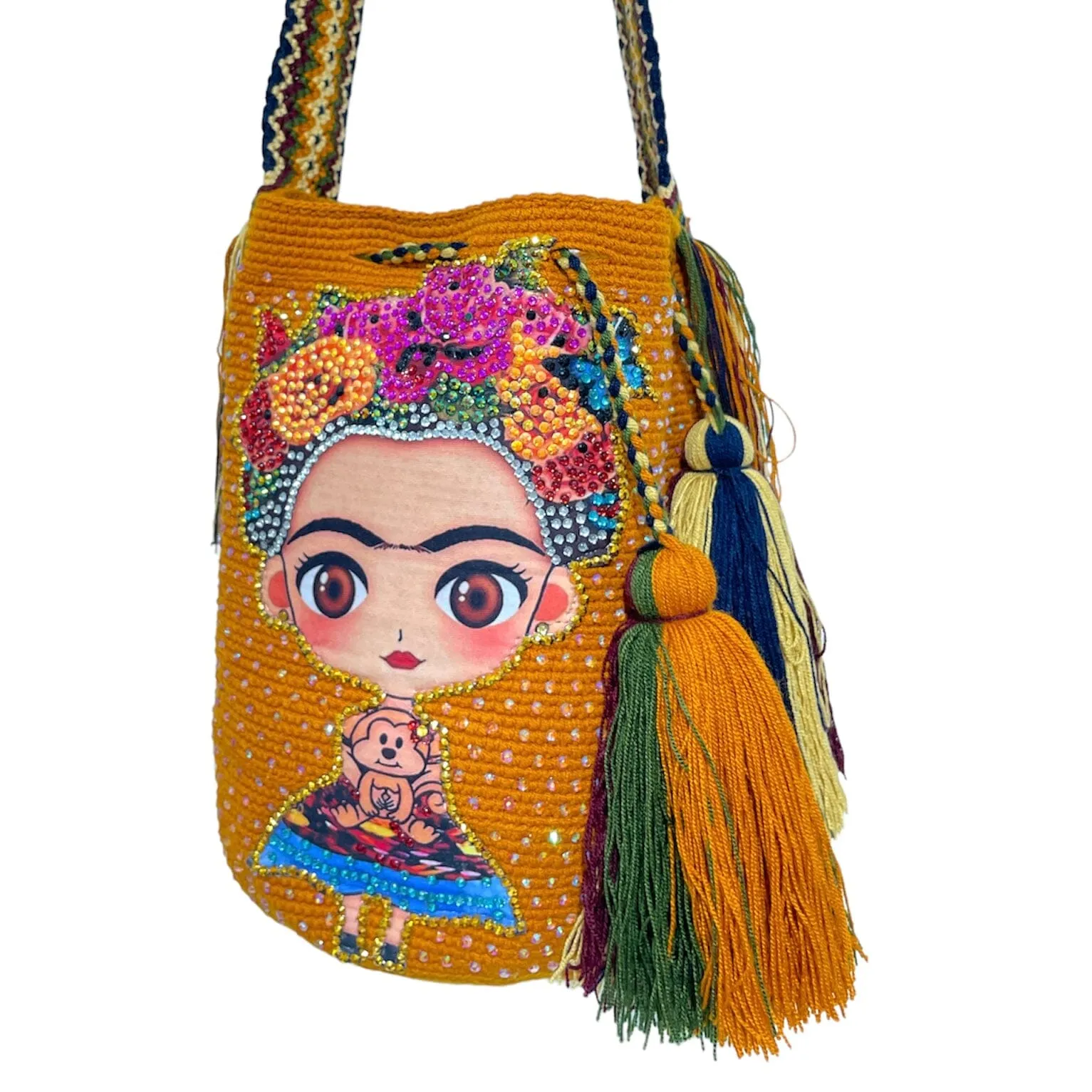 Frida Tribute - Rhinestone Embellished Crochet Bags