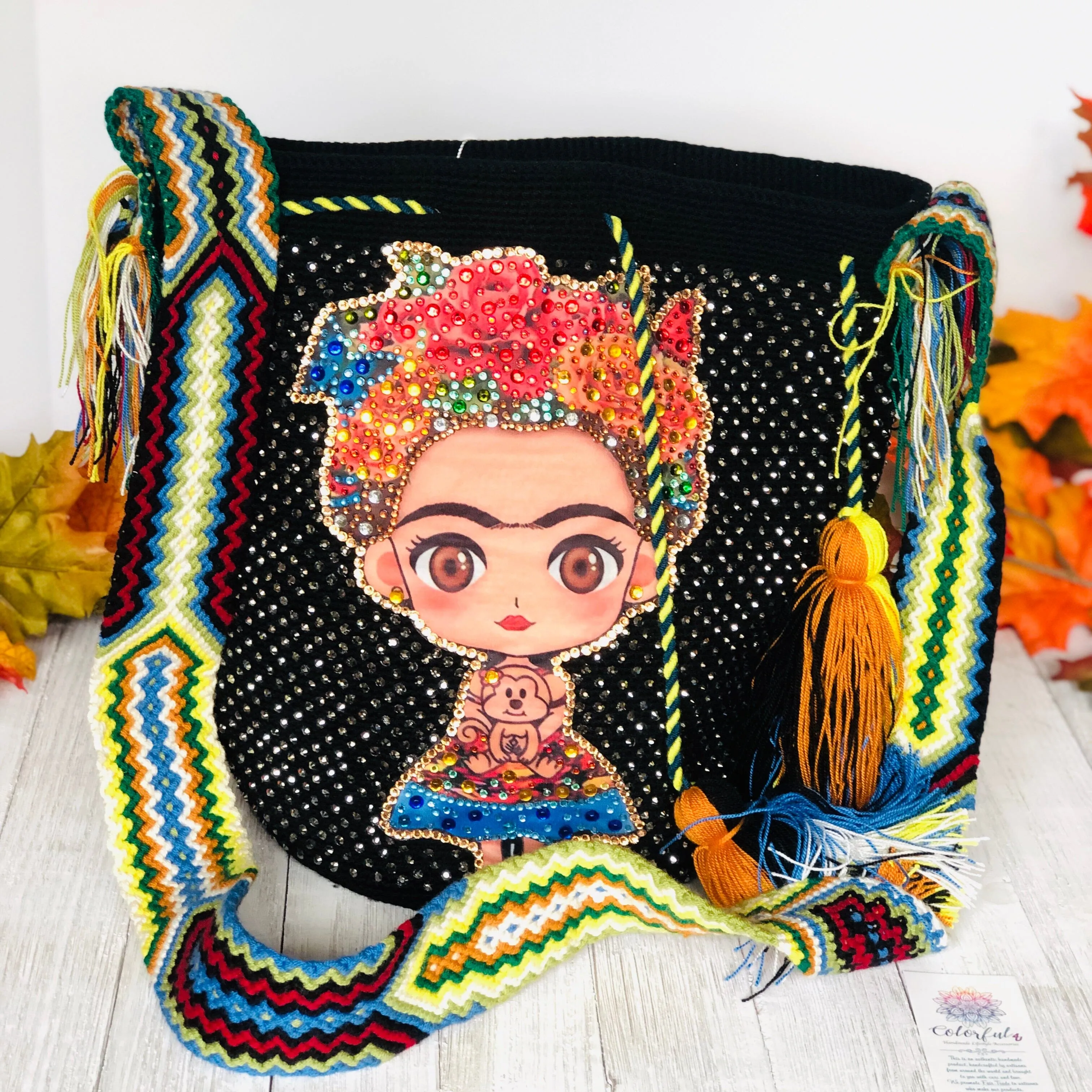 Frida Tribute - Rhinestone Embellished Crochet Bags