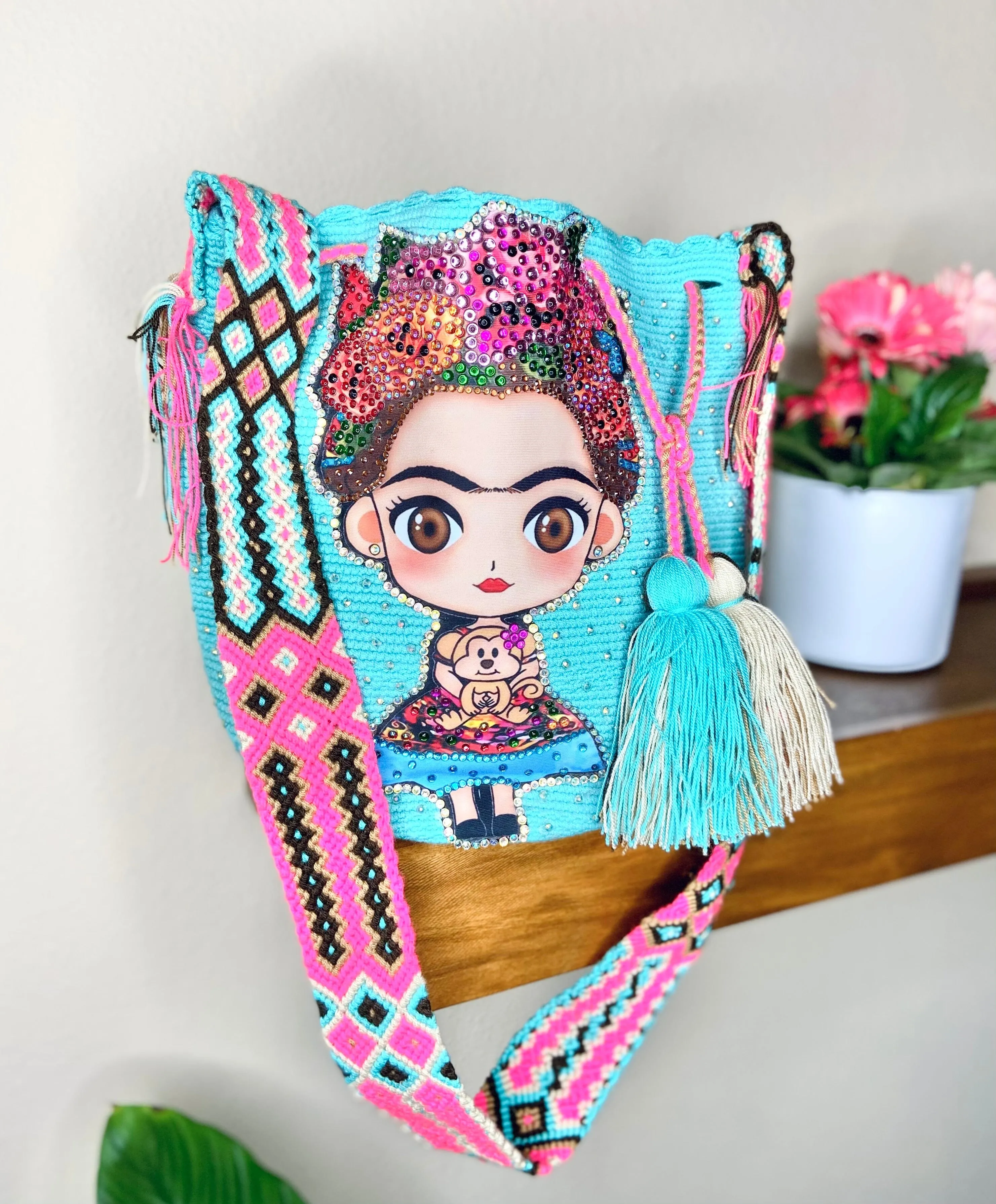 Frida Tribute - Rhinestone Embellished Crochet Bags