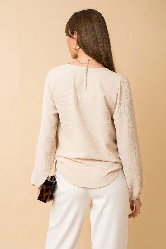 Gilli L/S Surplice Shoulder Shirring Top