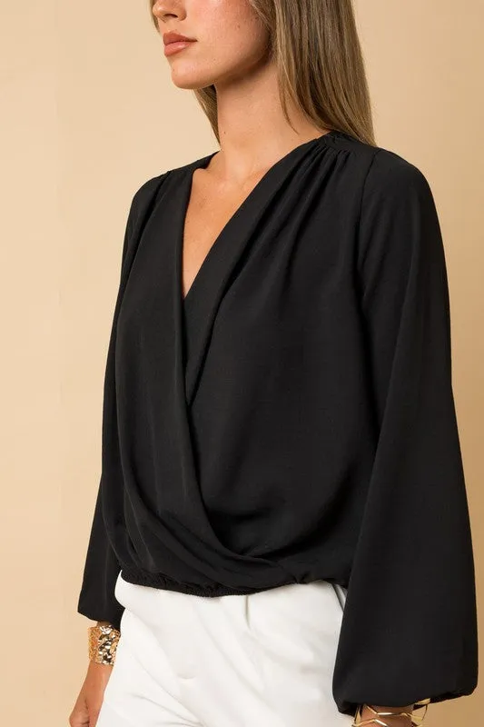 Gilli L/S Surplice Shoulder Shirring Top