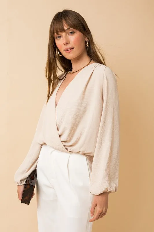 Gilli L/S Surplice Shoulder Shirring Top