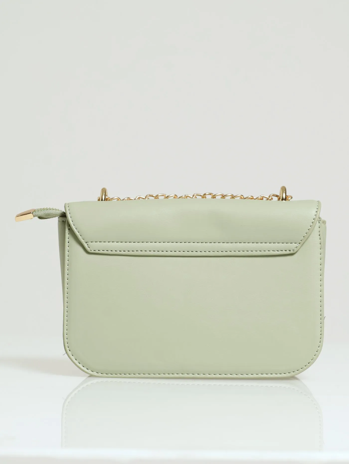 Gold Clasp Satchel - Sage