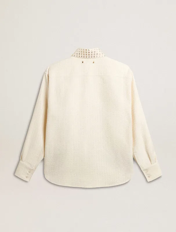 Golden Goose Women's shirt with crystal-embellished collar- Papyrus