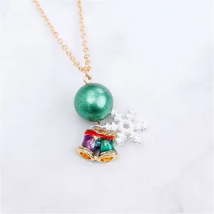 Green & 18K Gold-Plated Snowflake Bells Pendant Necklace