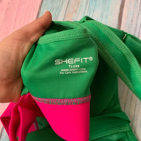 Green and pink she fit extra support sports bra adjustable