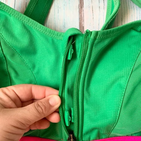 Green and pink she fit extra support sports bra adjustable