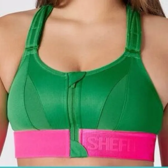Green and pink she fit extra support sports bra adjustable