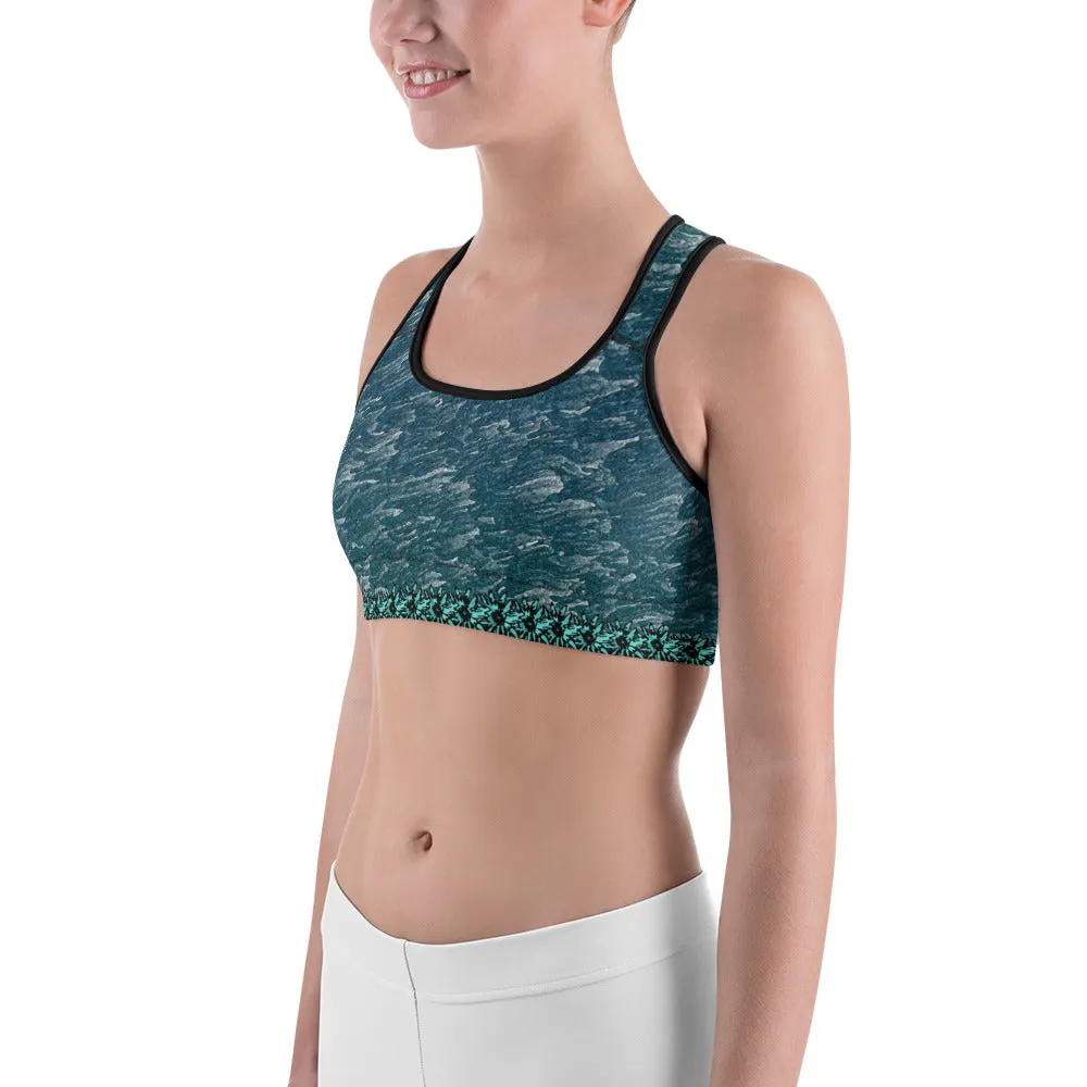 Green Marble Sports bra