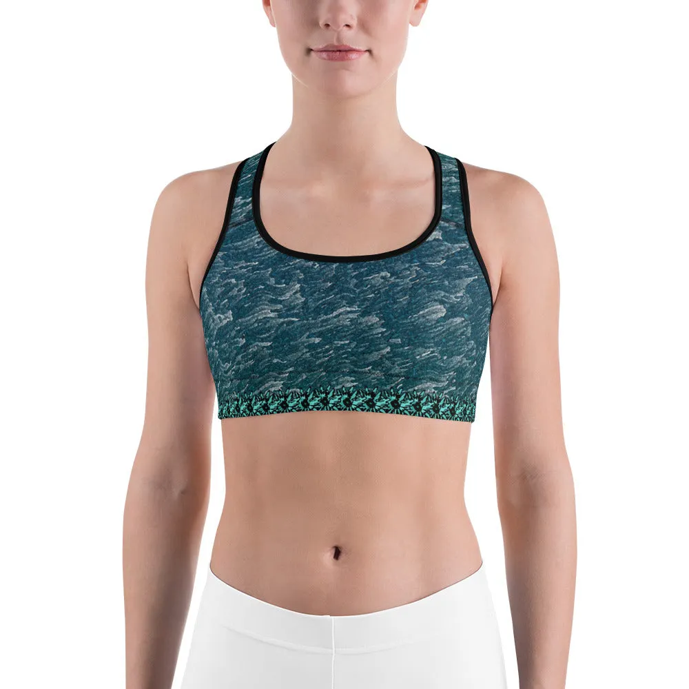Green Marble Sports bra