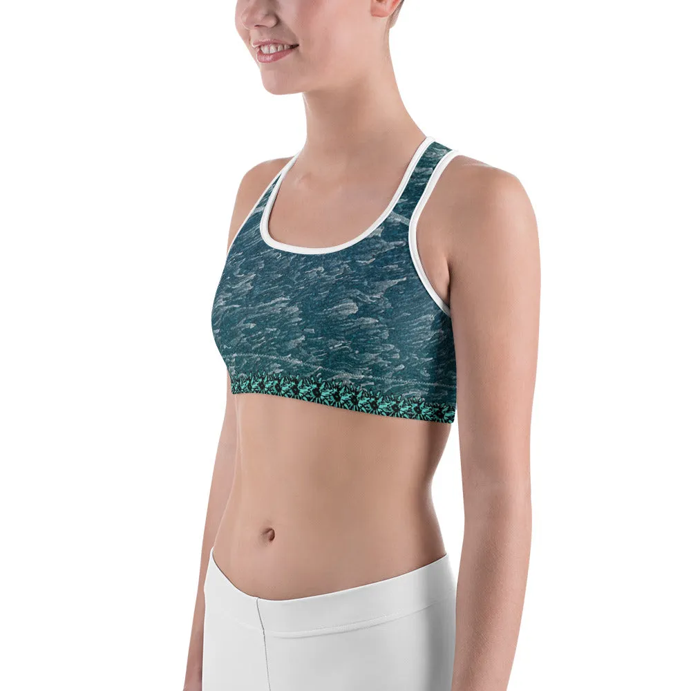 Green Marble Sports bra