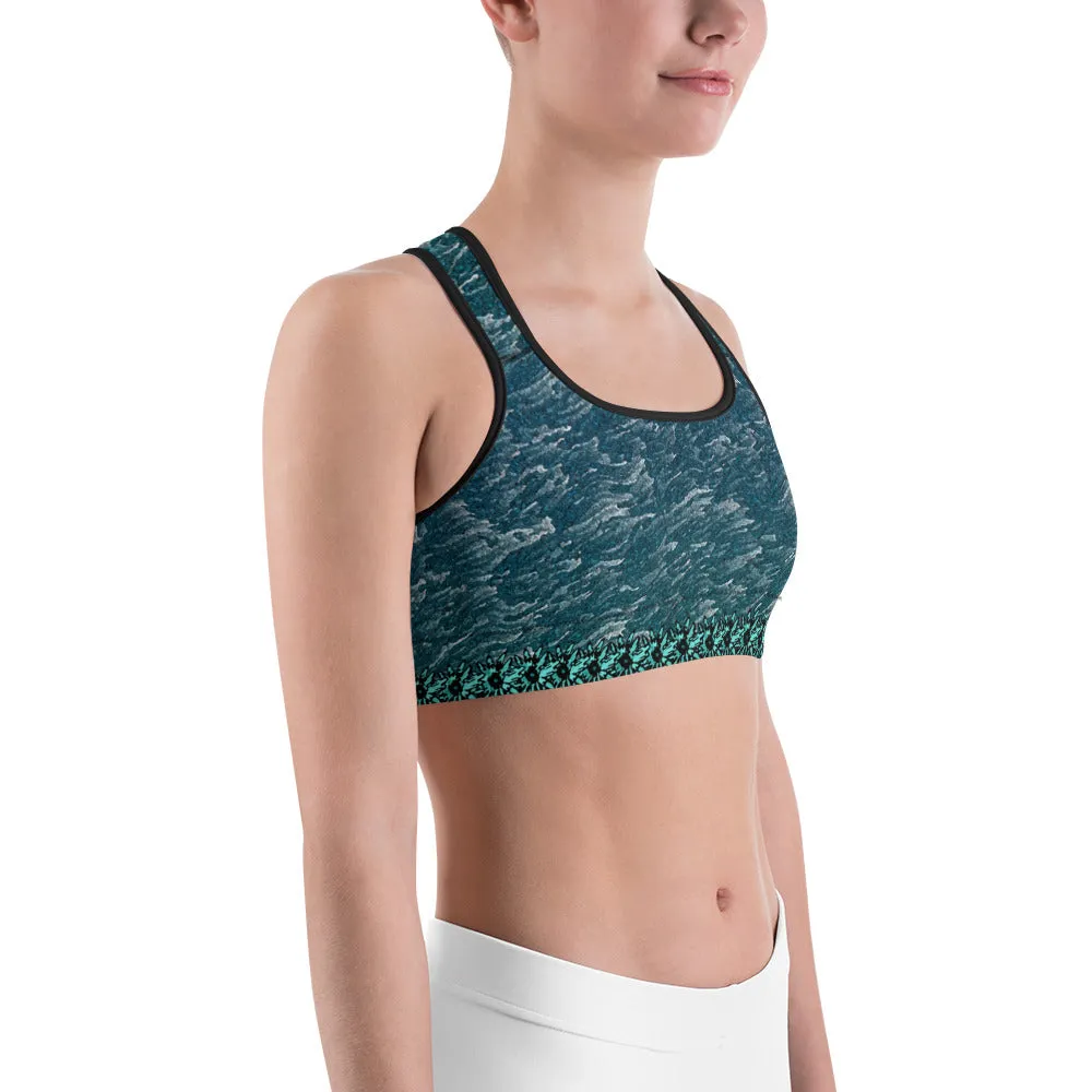 Green Marble Sports bra