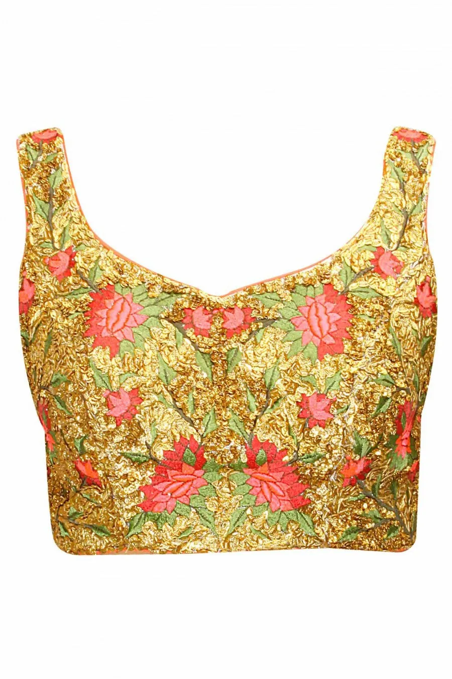 Green Sari with Embroidered Blouse