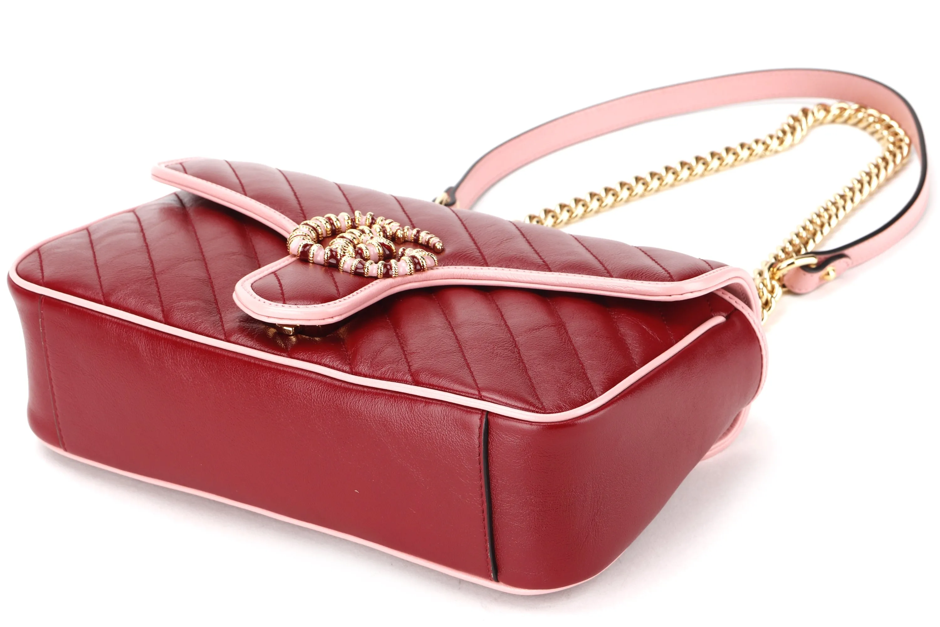 GUCCI 443497 525040 MAROON MARMONT PINK TRIM GOLD HARDWARE, WITH DUST COVER