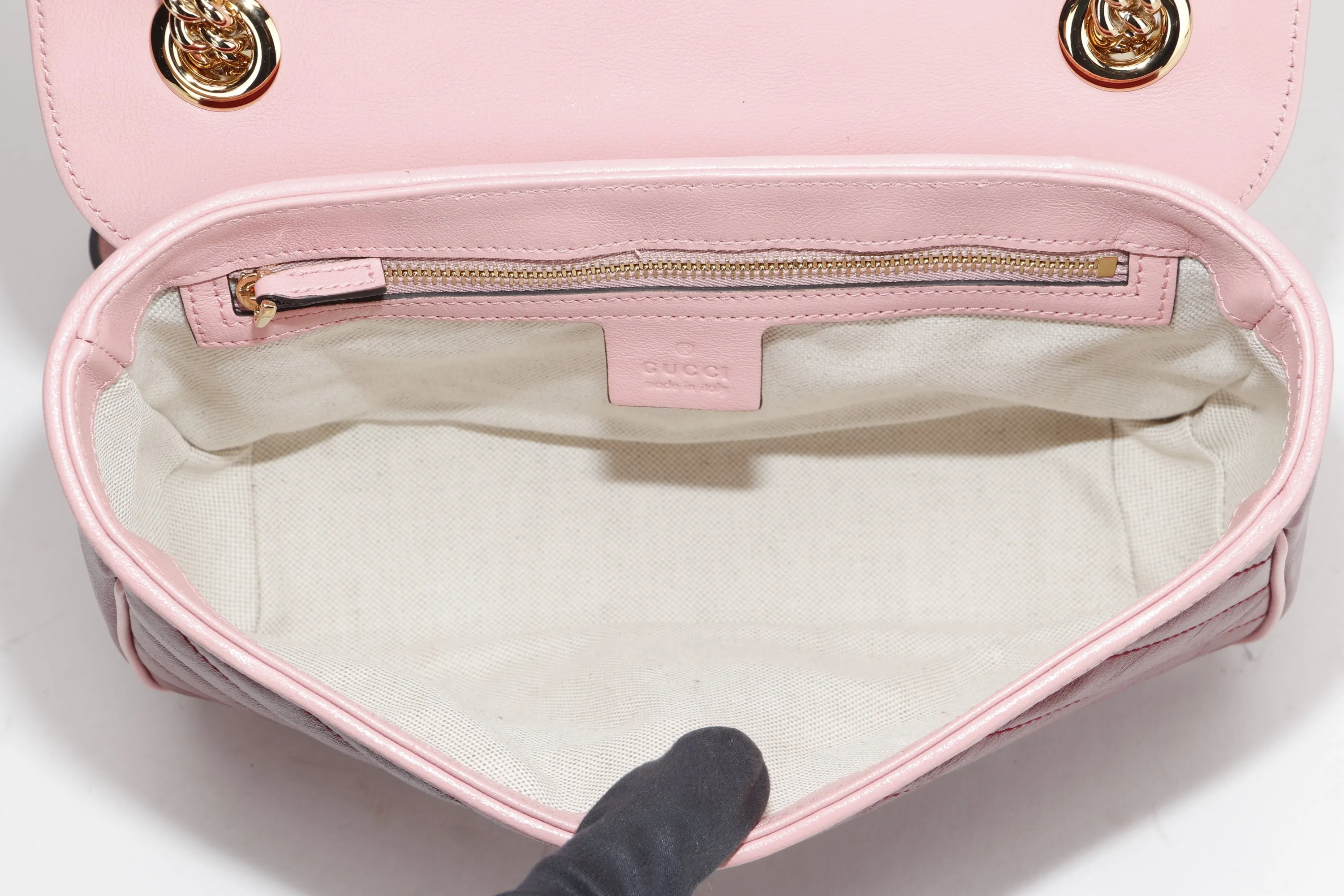 GUCCI 443497 525040 MAROON MARMONT PINK TRIM GOLD HARDWARE, WITH DUST COVER