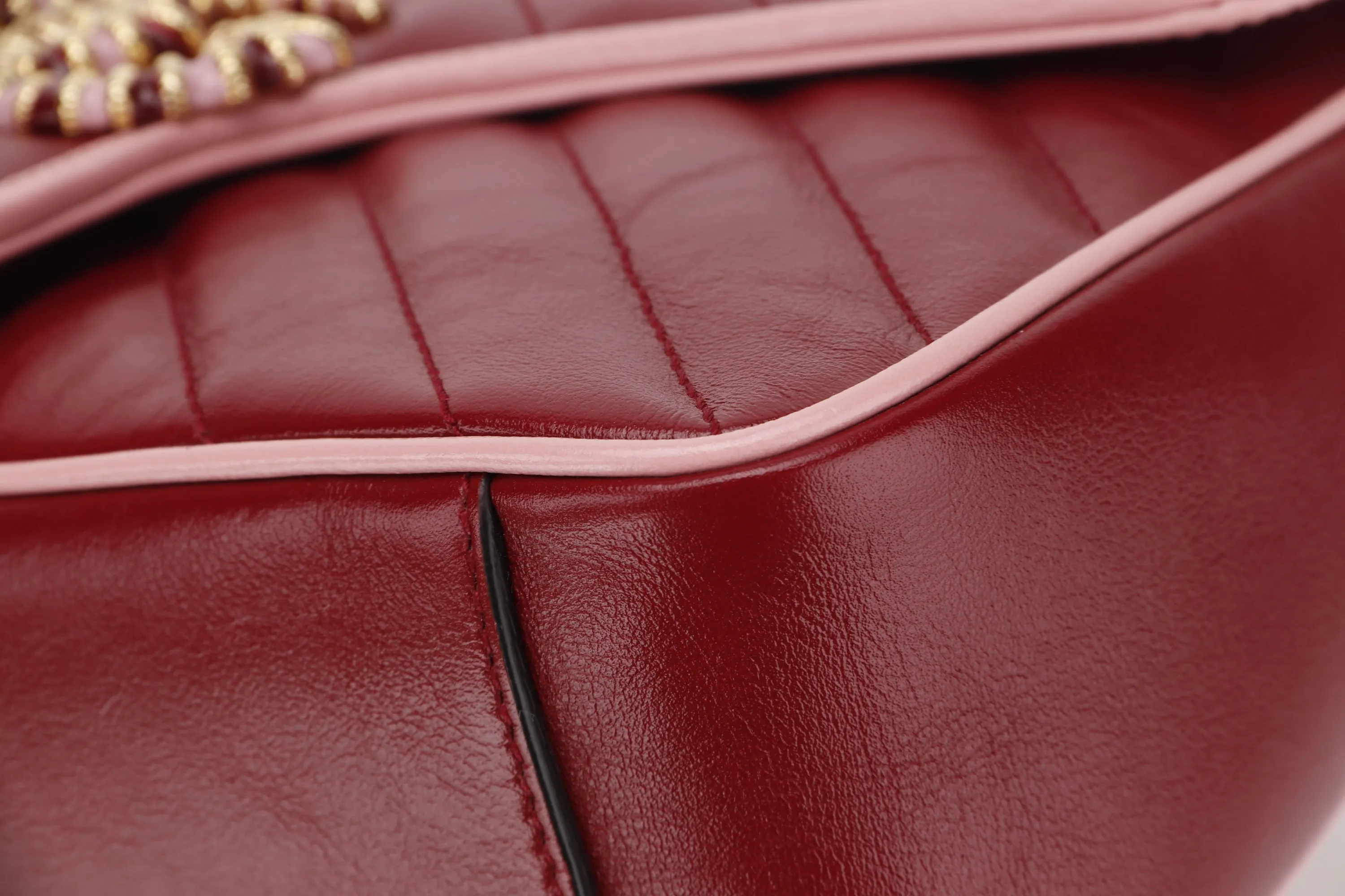 GUCCI 443497 525040 MAROON MARMONT PINK TRIM GOLD HARDWARE, WITH DUST COVER