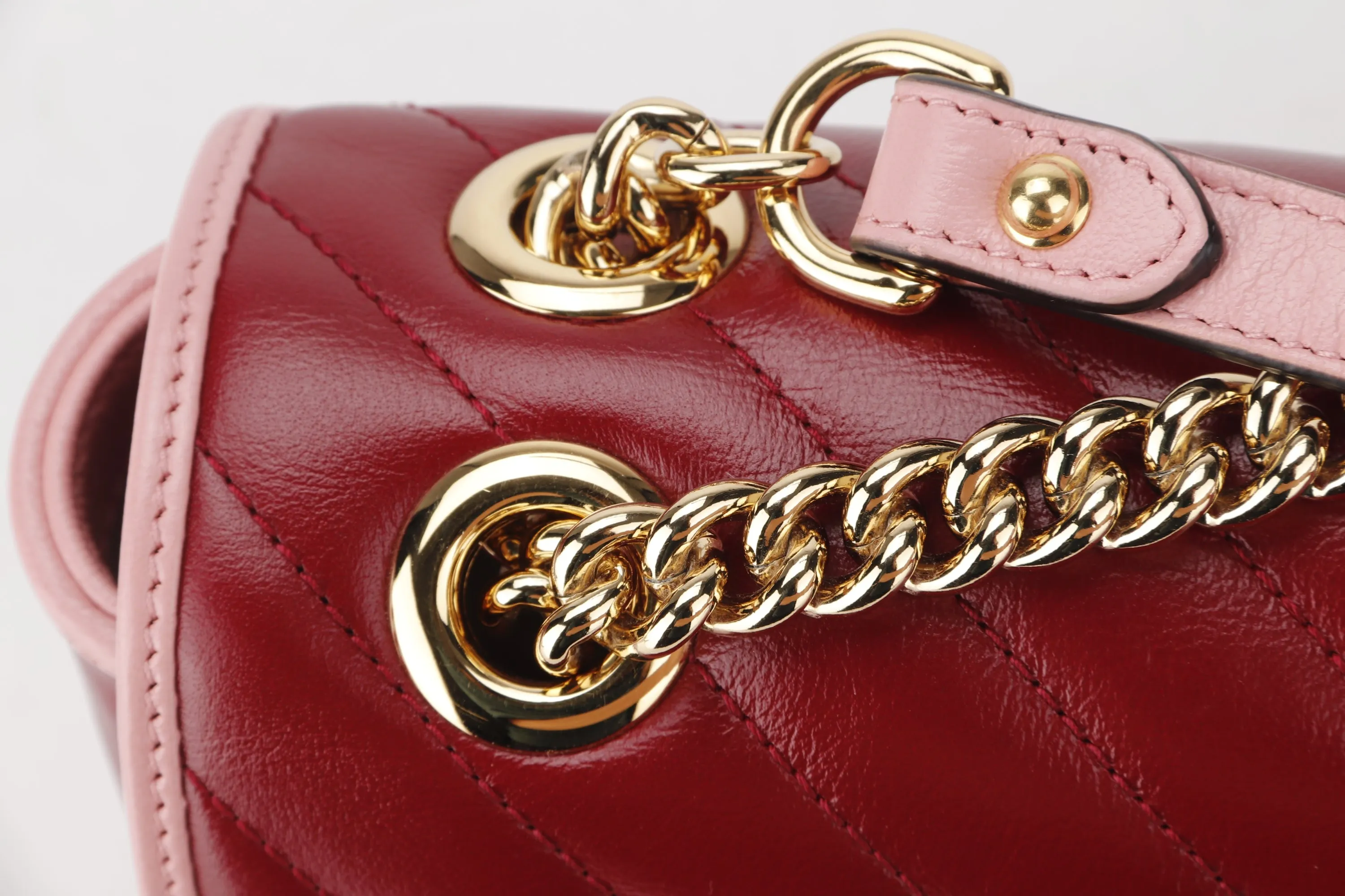 GUCCI 443497 525040 MAROON MARMONT PINK TRIM GOLD HARDWARE, WITH DUST COVER