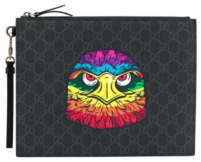 Gucci GG Supreme Eagle Pouch in Gray
